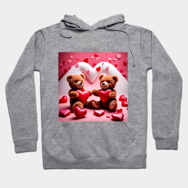 Teddy celebrating Valentines day, randome floating love hearts Hoodie by Colin-Bentham